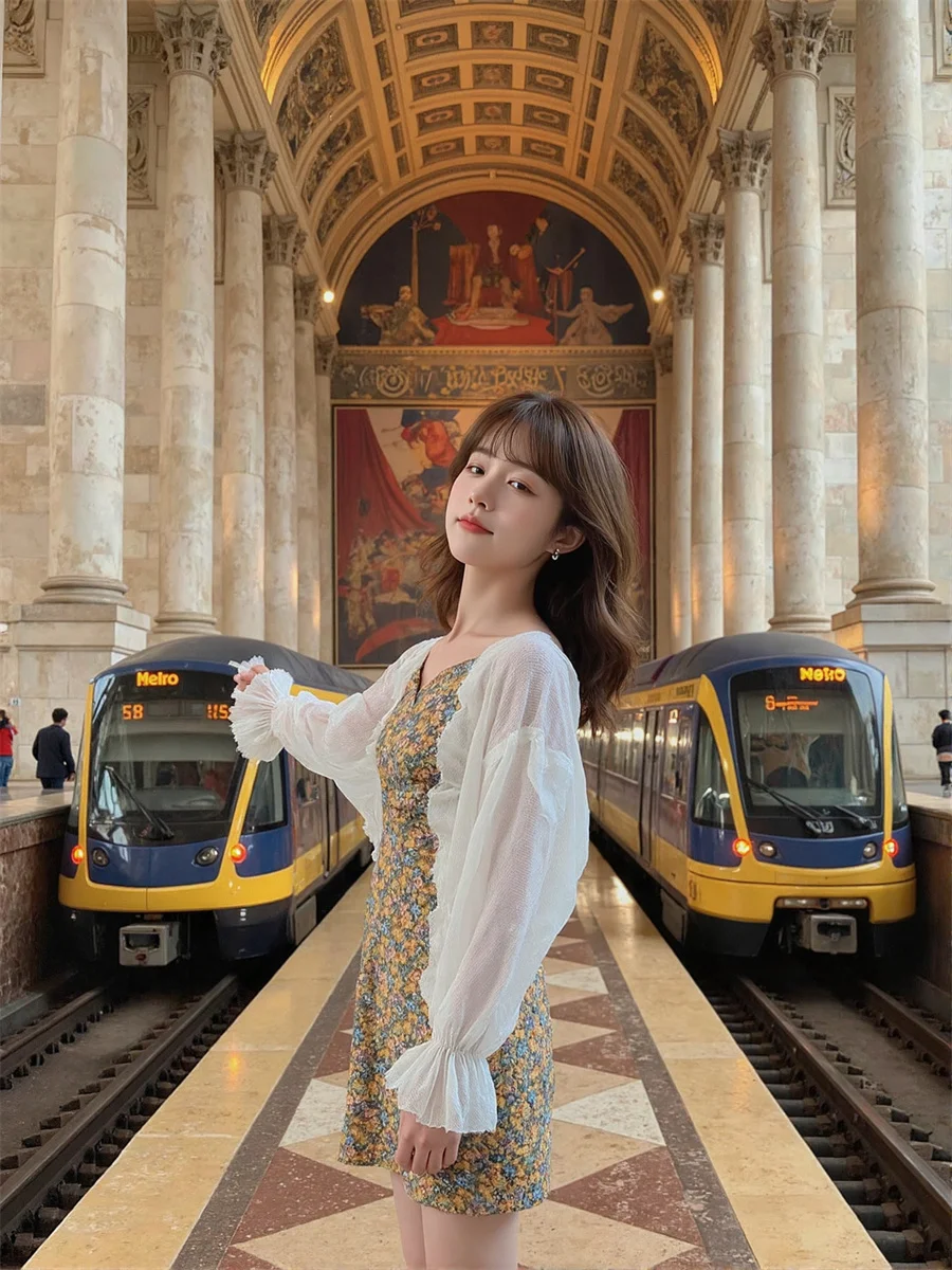 بلوزات قطنية نسائية بيضاء كبيرة الحجم مقاومة للشمس وأكمام قصيرة من الدانتيل أنيقة للسيدات سترة صيفية طويلة كورية مقاس كبير #4