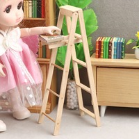 Miniature Model Wooden Ladder Dollhouse Dollhouse DIY Wooden Dollhouse Mini Ladder Red White Cute Creative Figurine Stairs Toys