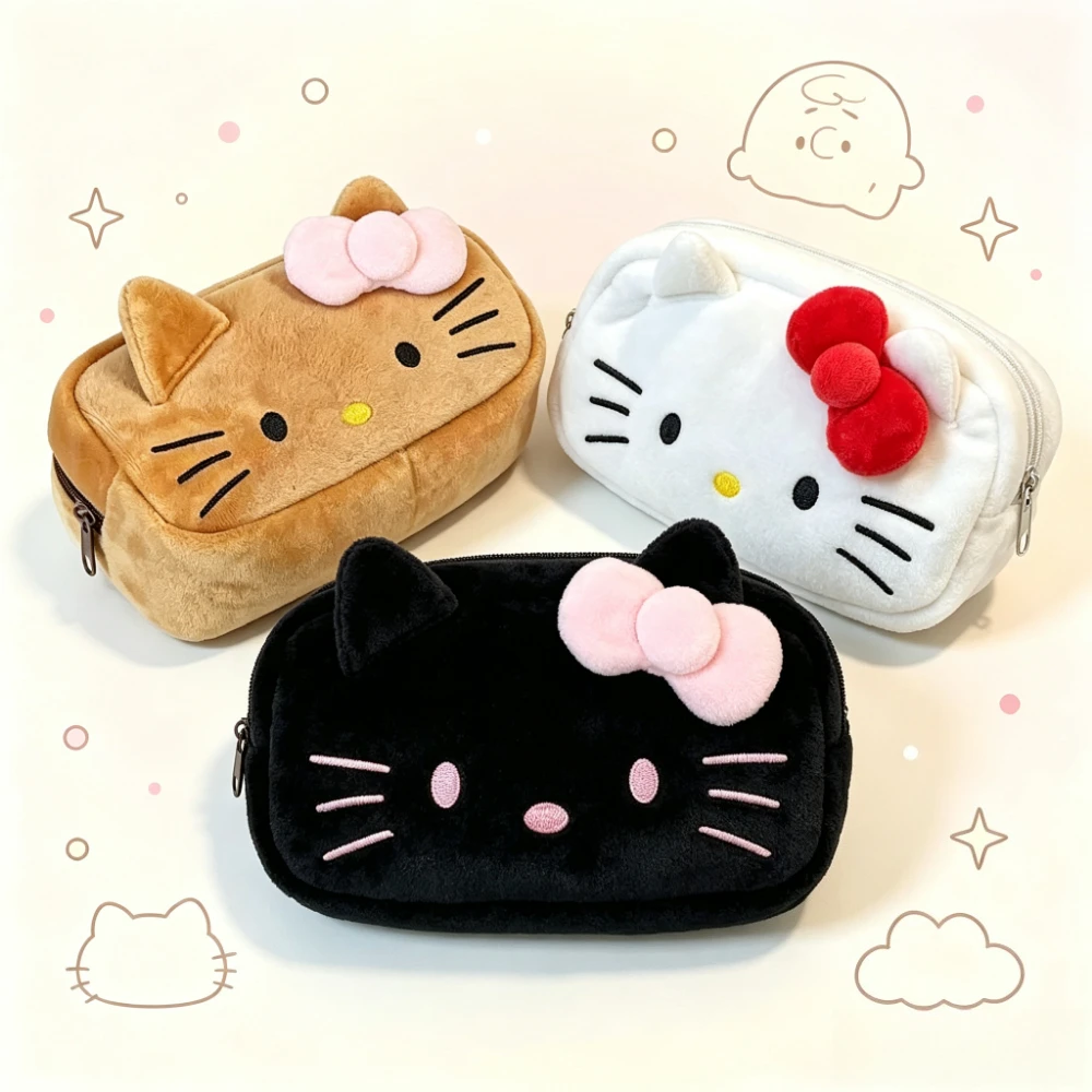 New Hot Anime Cat Storage Bag Pen Pouch Cosmetic Makeup Bag Large Capacity Kawaii Office Desk Organizer Cute Travel Pouch