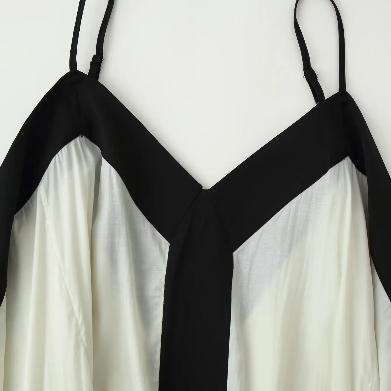 Zr Summer New Arrival Loose Strapless Color Block Fashionable Versatile Women's Dress Polyester Fiber Casual Style No Sleeve