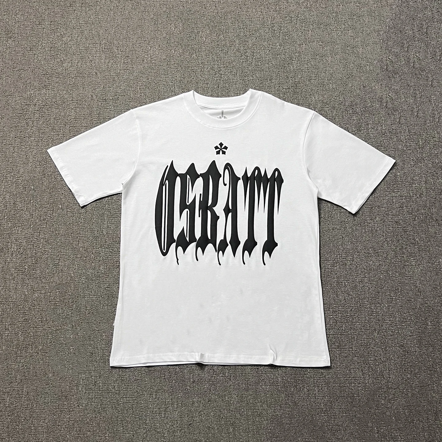 

Retro Bat Print Foam T-Shirt Street Style Loose Casual round Neck Short Sleeve Trendy Cotton Top for Men And Women