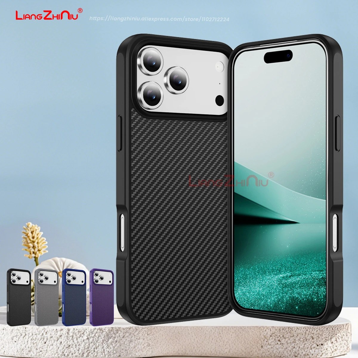 

Для Iphone 17 Pro Max Iphone Air 17 16 15 14 13 12 Текстура углеродного волокна ТПУ + ПК Магнитная присоска Противоударный тонкий чехол для телефона