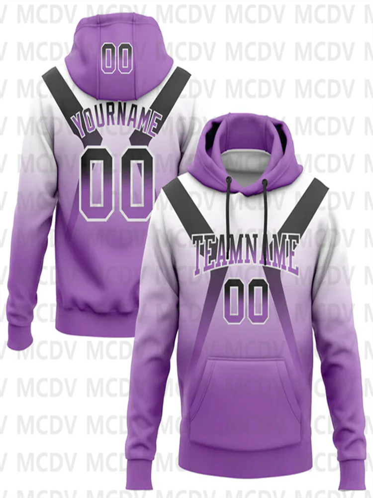 

Custom White Black-Medium Purple Fade Fashion Arrow Sports Pullover Sweatshirt Hoodie