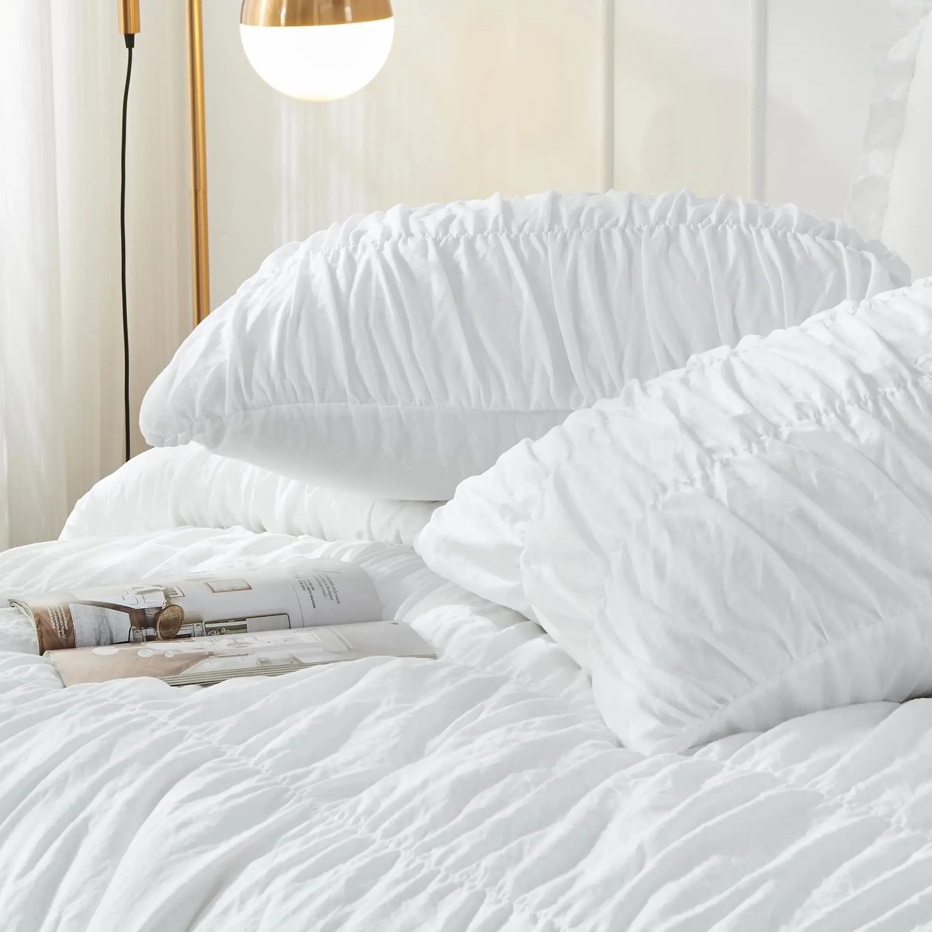 Bed Linen Bed Sheet Bedding Comforter Sets Wrinkled Light Brown Bohemian Fluffy Bedspread Bedding Duvet Cover 2/3 Pcs Set