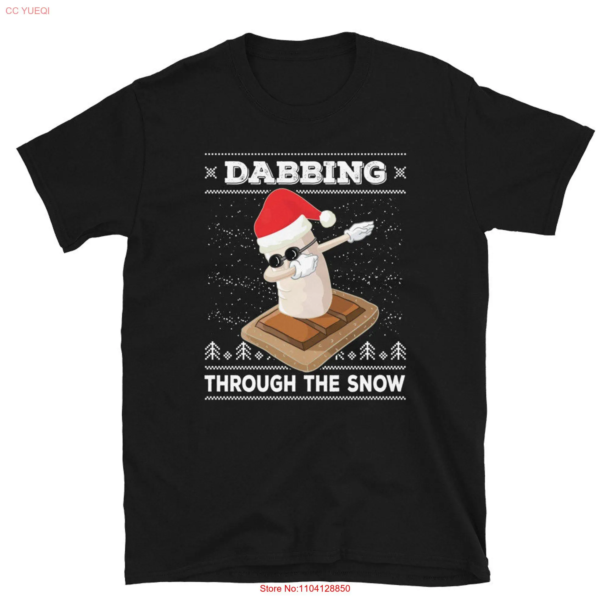 Dabbing Through The Snow Marshmallow with Santa Claus Hat Dab Dance Ugly Christmas Sweater T Shirt  long or short sleeves