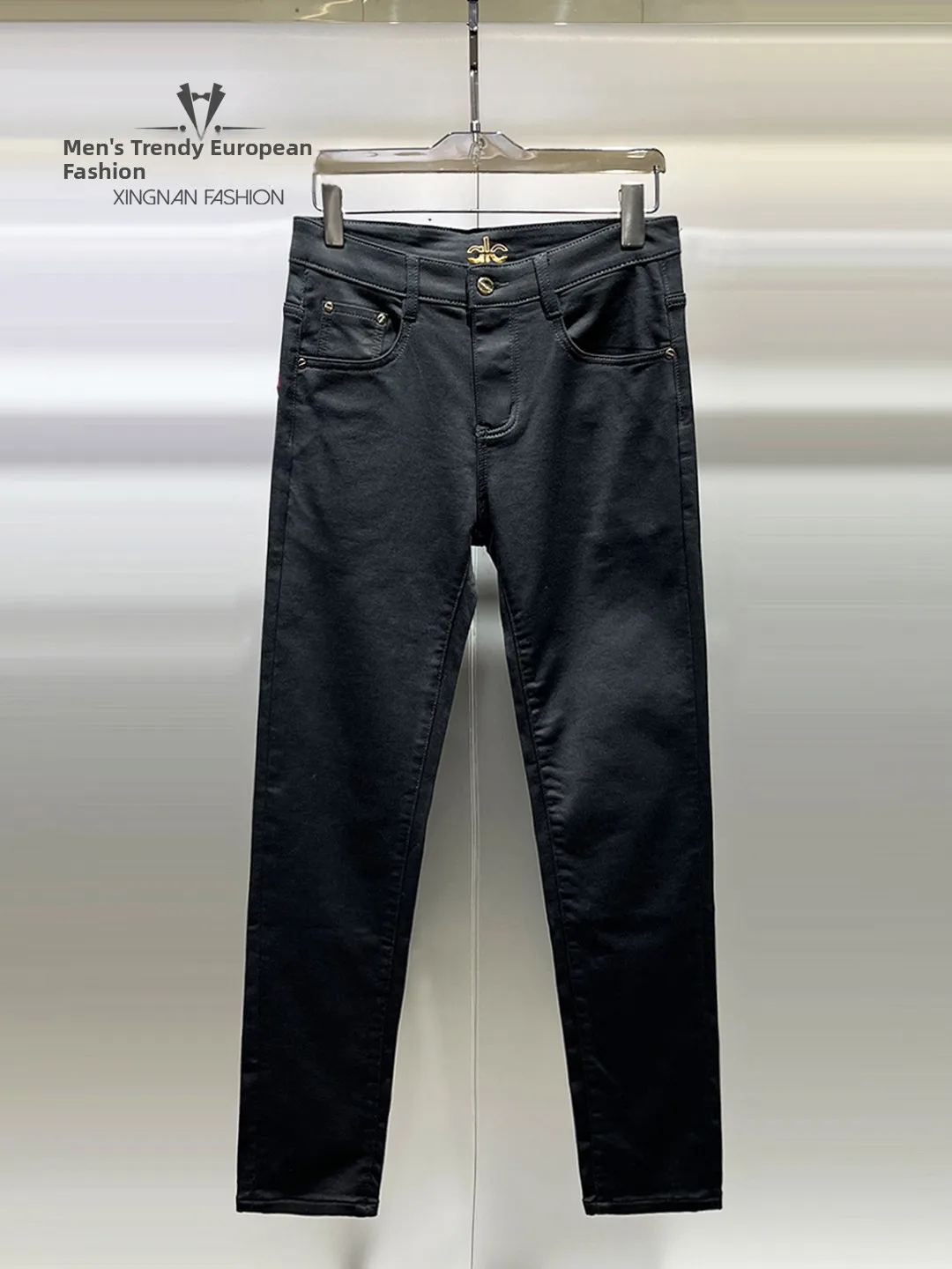 

Bla Slim Fit Casual Jeans Men's High Elastici Comfortable Breathable Autumn Winter Faionable Versatile hine Waable