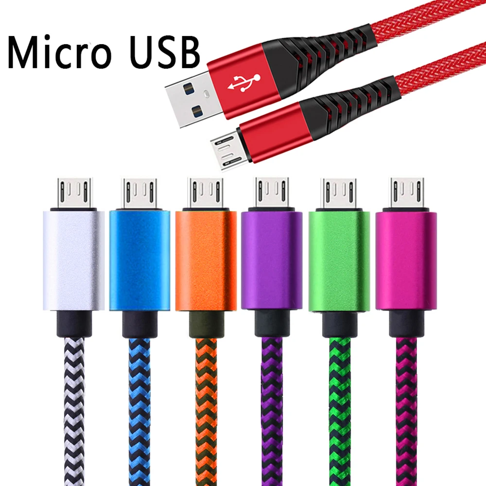 Câble USB Micro 2.4A à charge rapide, câble USB en nylon tressé, chargeur de téléphone portable pour Samsung Huawei USB Micro