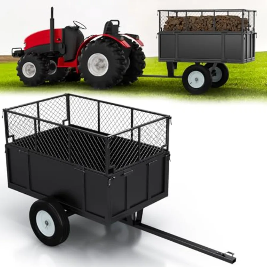 

Усиленный прицеп-платформа для квадроциклов/вездеходов, грузоподъемность 750 фунтов, садовая тележка-самосвал с откидными бортами, пневматическими шинами, совместим с фаркопом