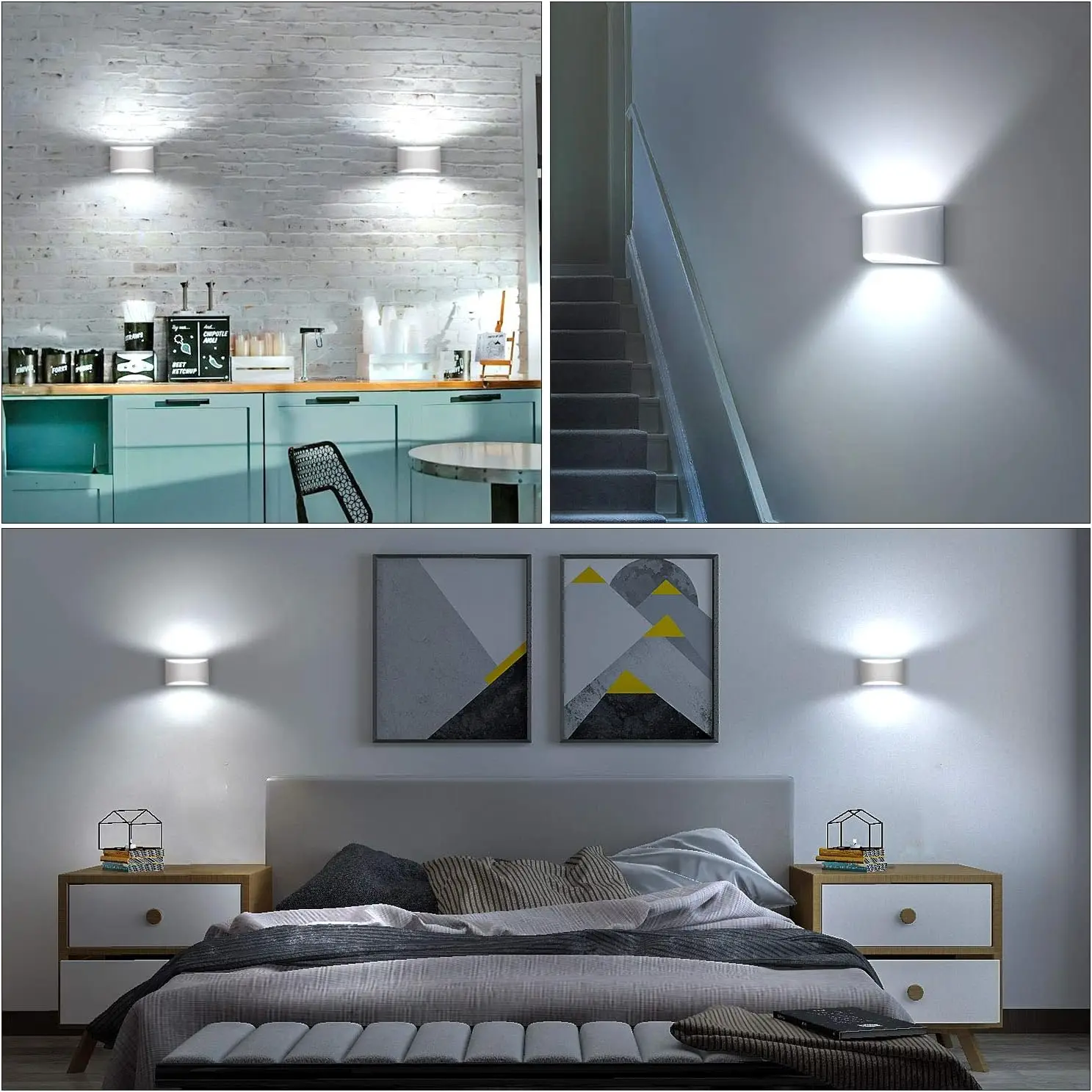 Lightess LED Wall Lamp 12W Dimmable Indoor Wall Sconce Set of 2 Up Down Wall Light for Bedroom Living Room Hallway Staircase