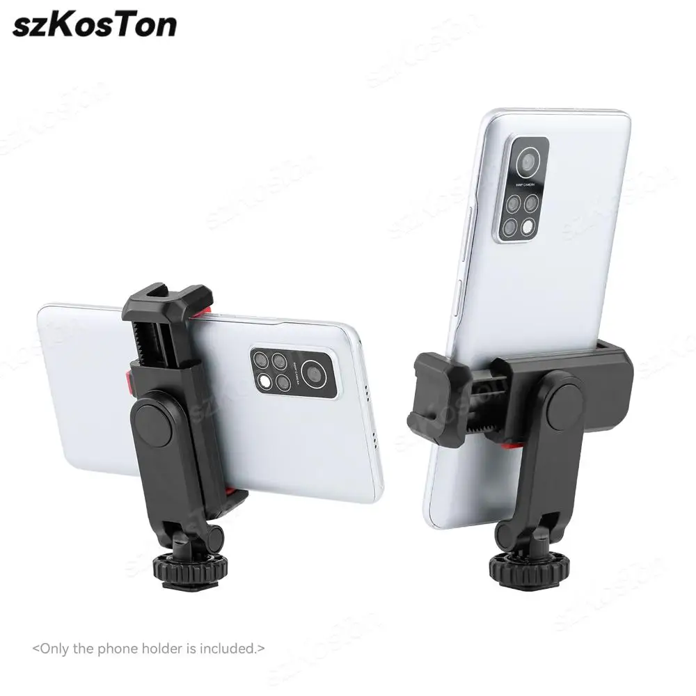 Camera Hot Shoe Phone Tripod Mount Adapter 360 Rotation Phone Holder with Cold Shoe for Mic Light Stand Canon Nikon Sony DSLR