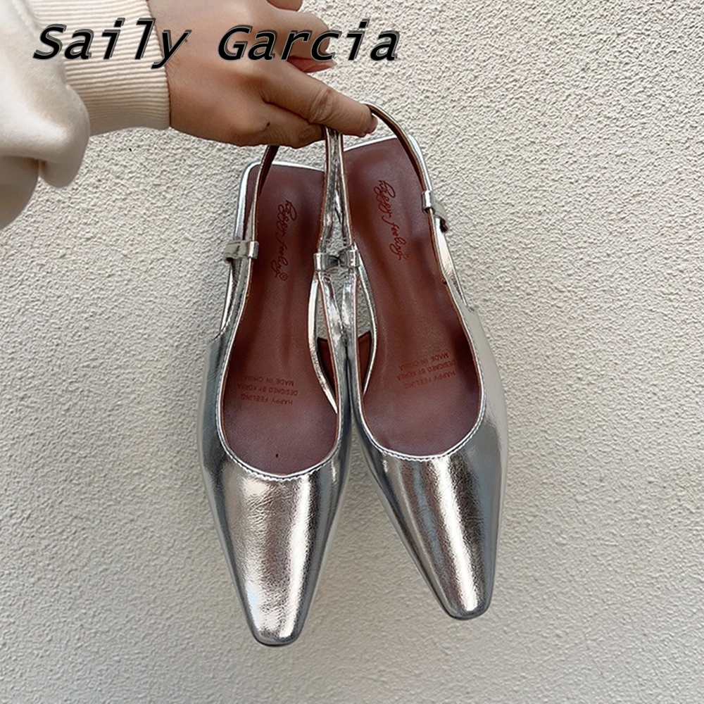 Solid Pointed Toe Back Empty Sexy Lady Pumps Matte Slip On Shallow Grace Low High Heels 2023 New Breathable kitten Heel Shoes