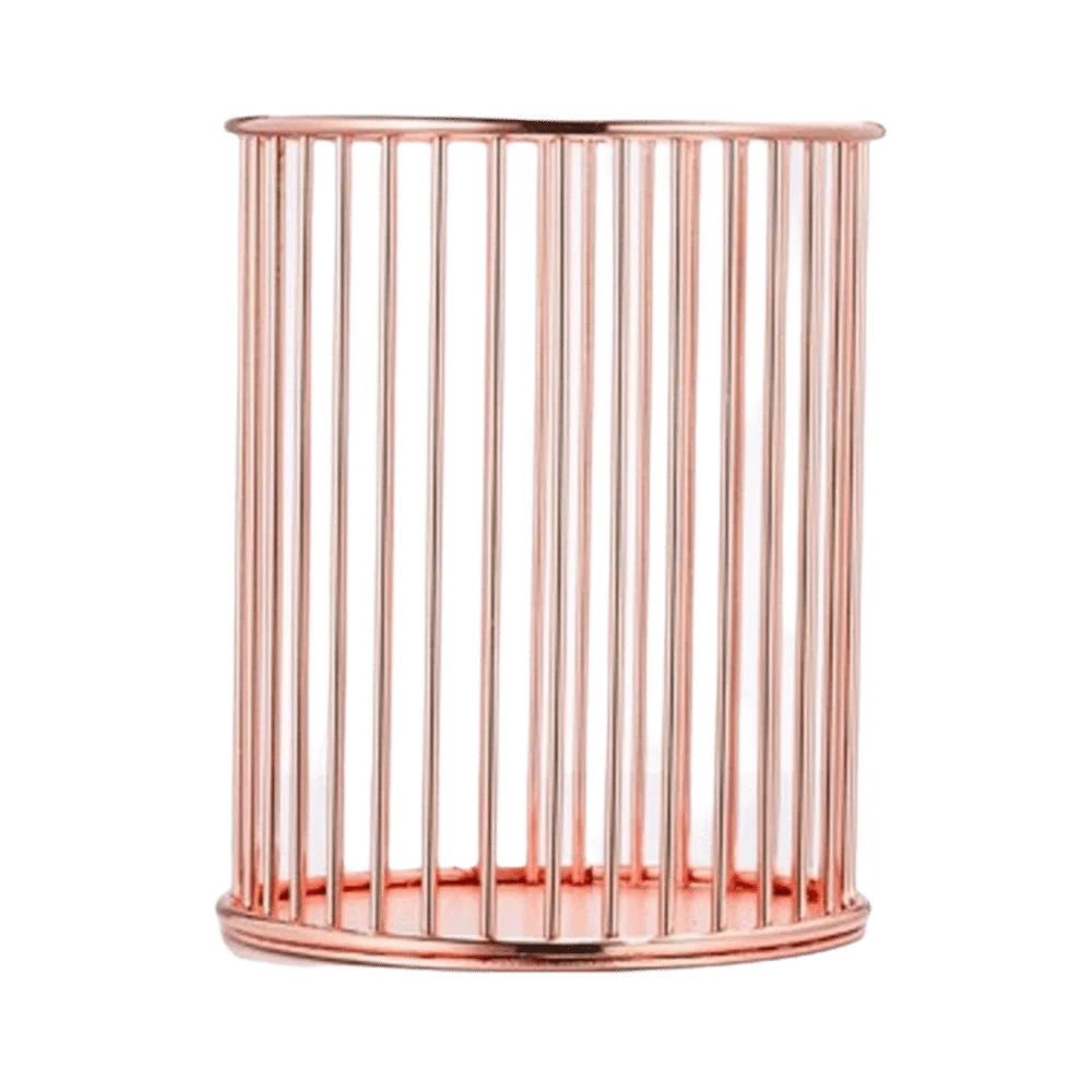 

Metal Material Pen Holder Gold Color Hollow Out Design Desktop Organizer Rose Gold Sturdy Construction Pencil Organizer