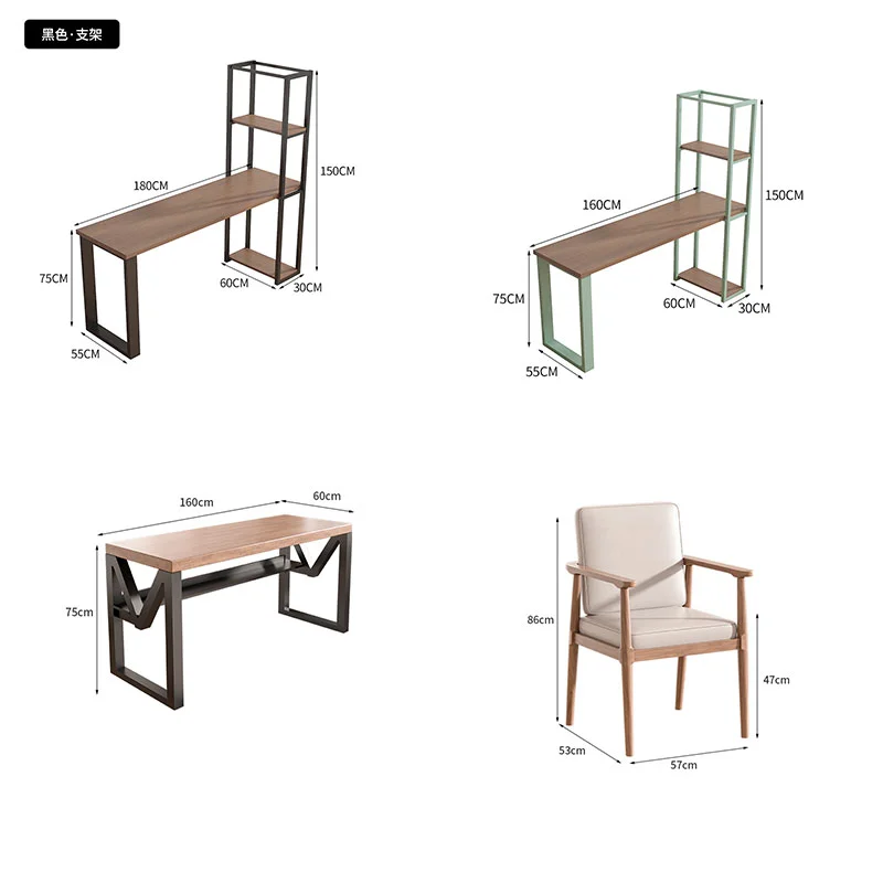 

Solid wood computer desk light luxury high-end small apartment home writing table desk bookshelf integrated combination with boo
