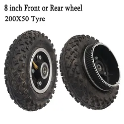 200X50 Front Rear Wheels for 8-Inch Electric Skateboard with Gear Wheels, Power Belt Wheels, Inflatable Wheels Aluminum Alloy