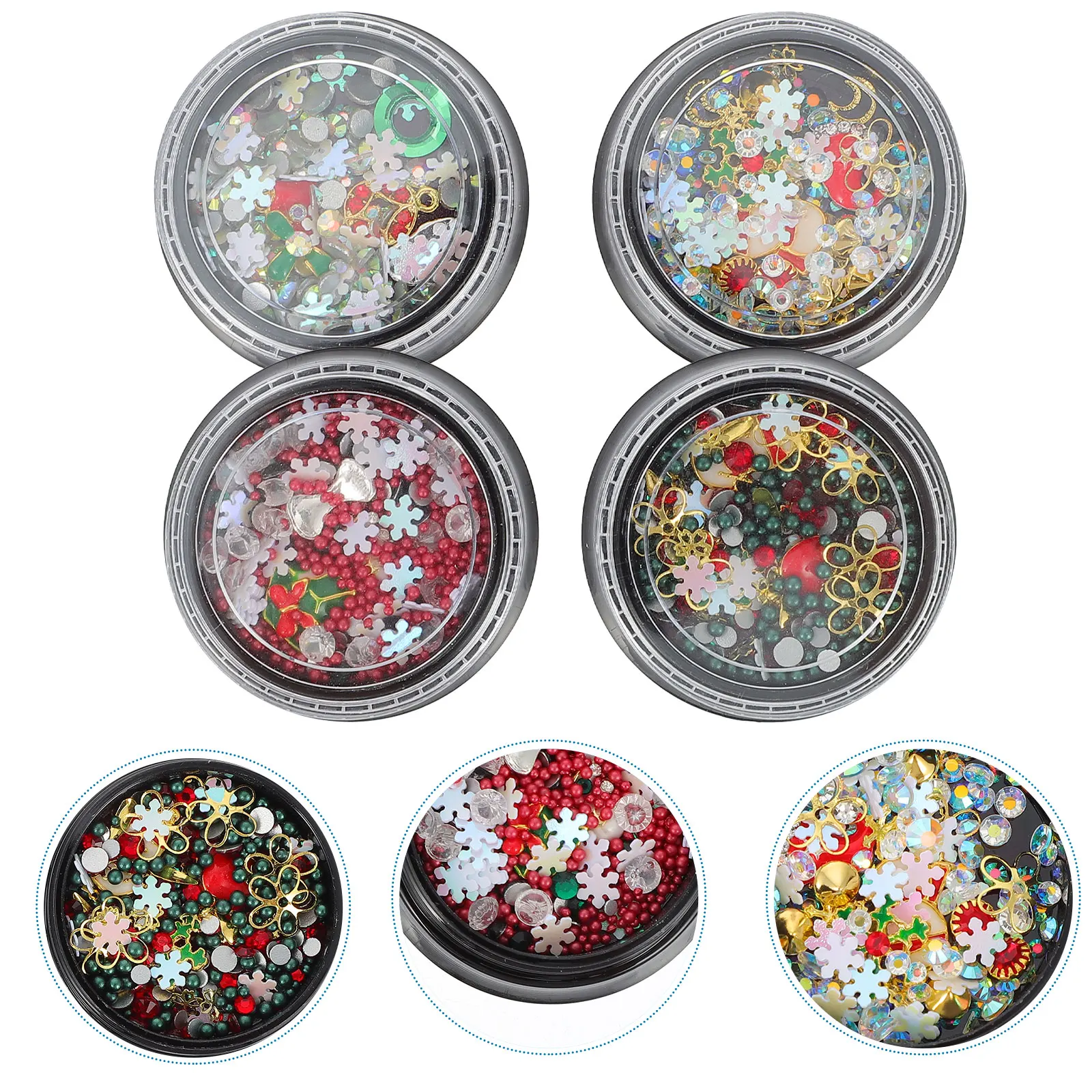 

Nail Decorations 4 Boxes Alloy Accessories Christmas Manicure naments Charms Xmas Decors DIY Home Use Quality Durable Practical