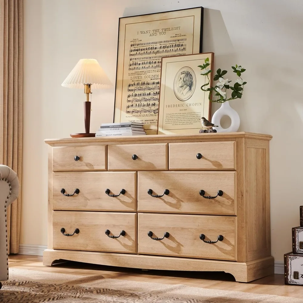 

7 Drawers Dresser Chests for Bedroom, Wood Vintage Chests of Drawers, Rustic Dressers Chset Organizer for Bedroom, Living Room,