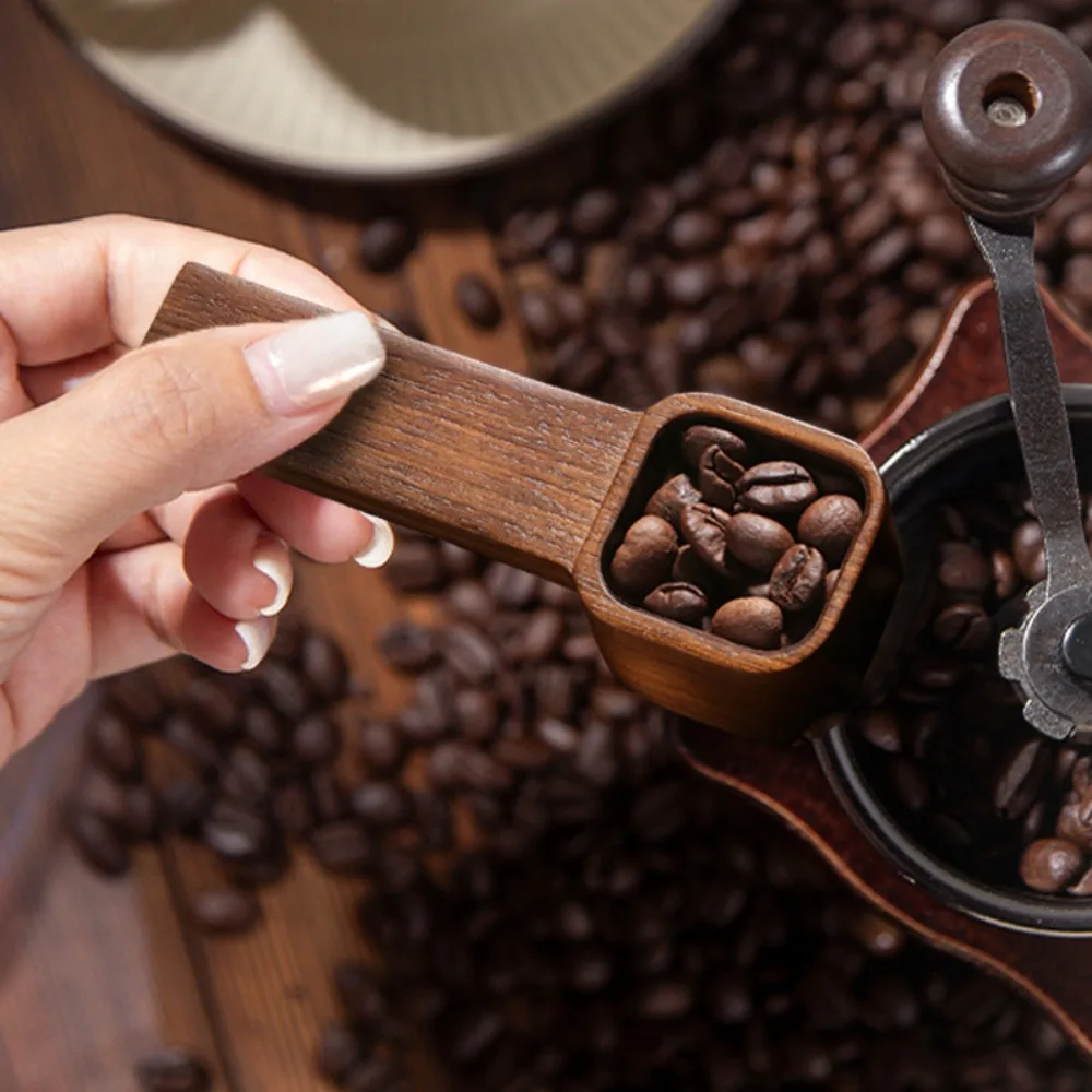 Walnut Wood Square Coffee Bean Spoon Retro Smooth Surface Measuring Spoon Wear-resistant Shock-proof Tea Sugar Spoon Cooking
