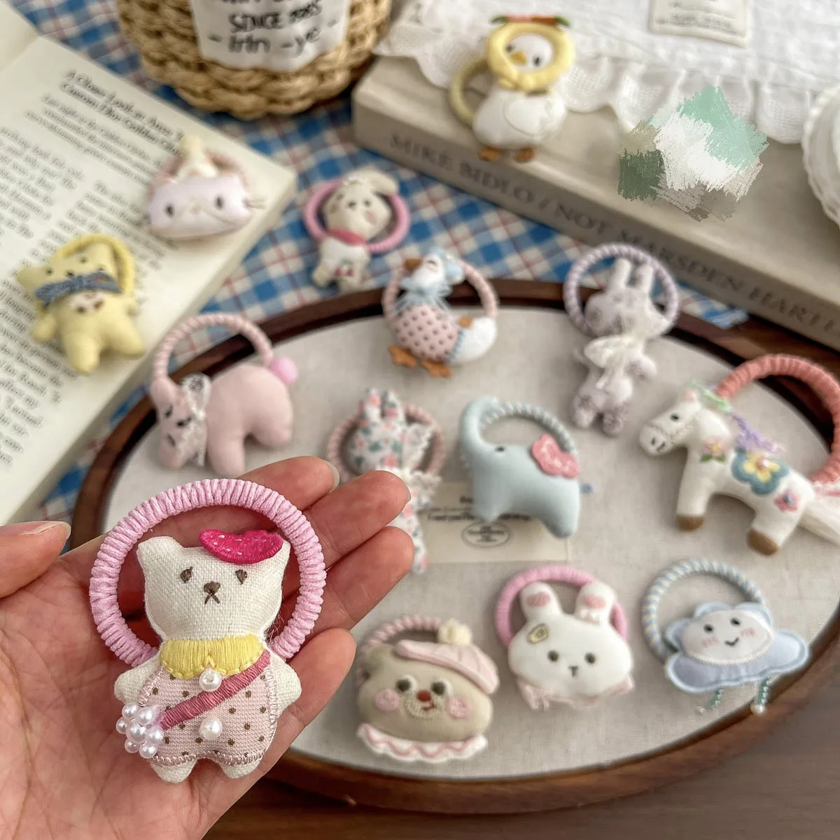cartoon-new-animal-hair-band-cotton-filled-versatile-baby-double-ponytail-rubber-band-headrope-high-elastic-hair-jewelry