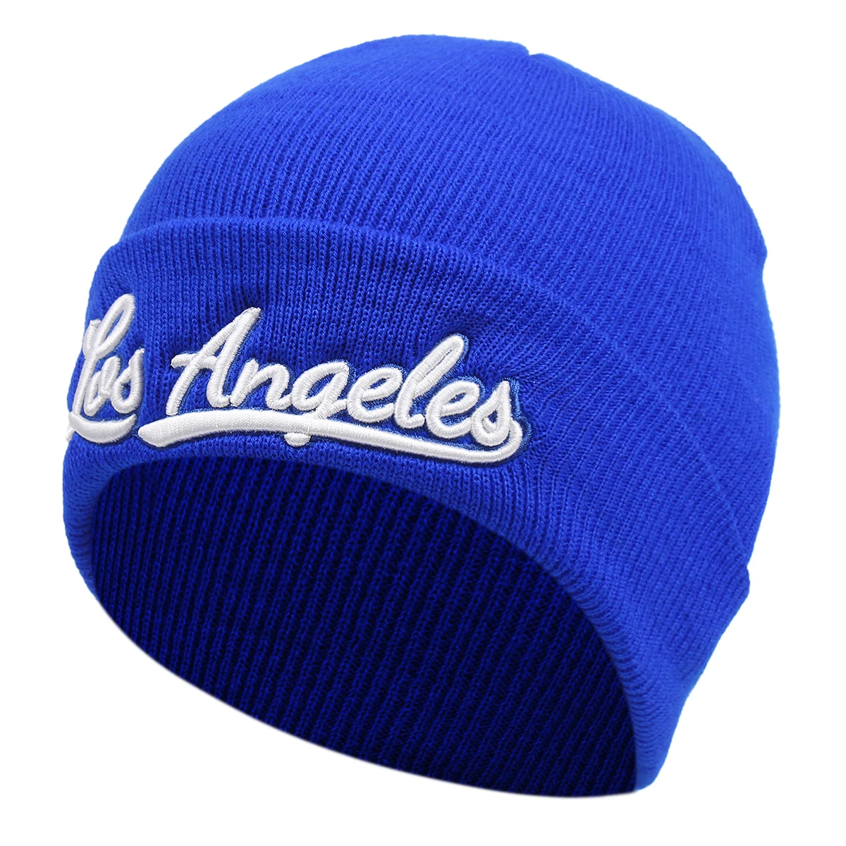 RAG & BONE Addison Logo Folded Edge Wool Unisex Beanie Blue One Size rag & bone Women main image 3