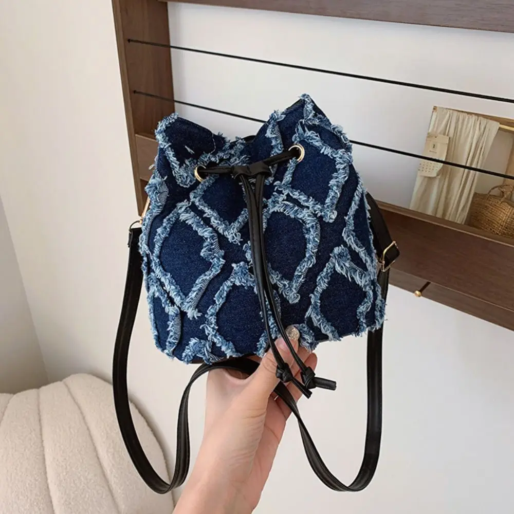 Women\'s Bags Tether Retro Design Denim Bag Trend Replica Crossbody Bag Quality Bucket Bags Handbags for Women