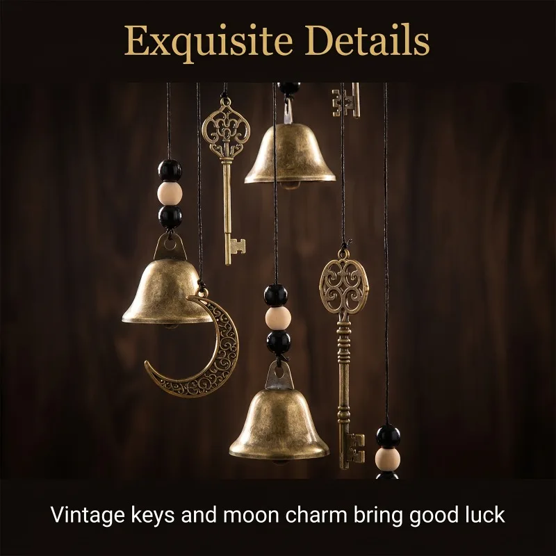 1 PCS Vintage Keys Star Moon Bells Antique Wind Chimes, Garden Courtyard Ornaments Suitable for Decoration and as Gifts