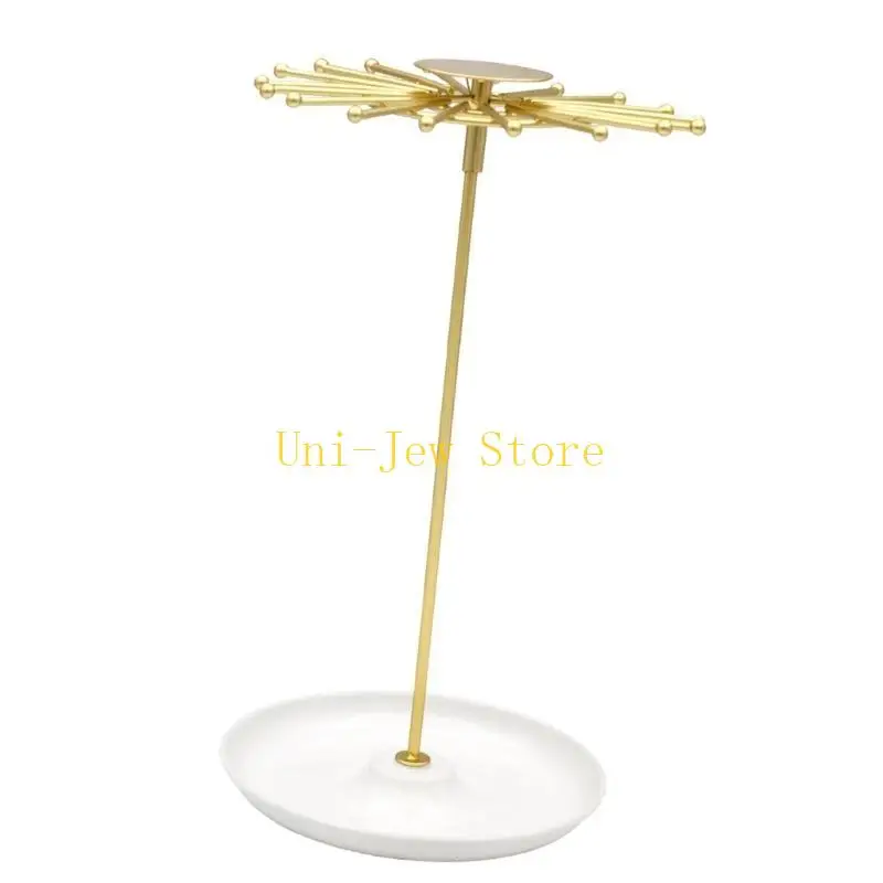 حامل منظم مجوهرات بسعة 40 جيجابايت مع لوحة دائرية قابلة للدوران وحامل مجوهرات رف عرض للاستخدام المنزلي أو البيع بالتجزئة