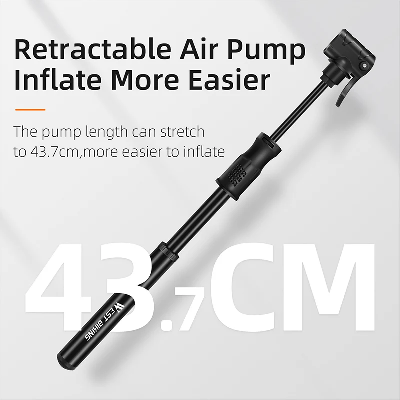 WEST BIKING Mini Bicycle Pump Portable Aluminum Alloy Cycling Hand Ball Tire Inflator Schrader Presta Valve MTB Road Air Pump