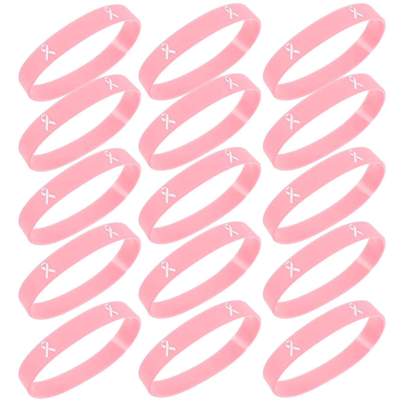 

20pcs Pink Bracelets Breast Cancer Awareness Smooth Shiny Wristbands Matching Bracelets Clothes Long Term Wear