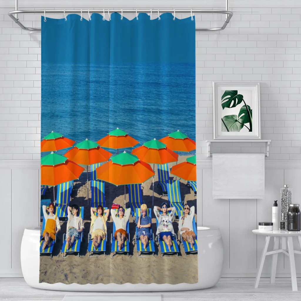 

Shower curtain Bathroom Popular-KPOP-bands-B-TS decor Modern household Curtain Festival gift