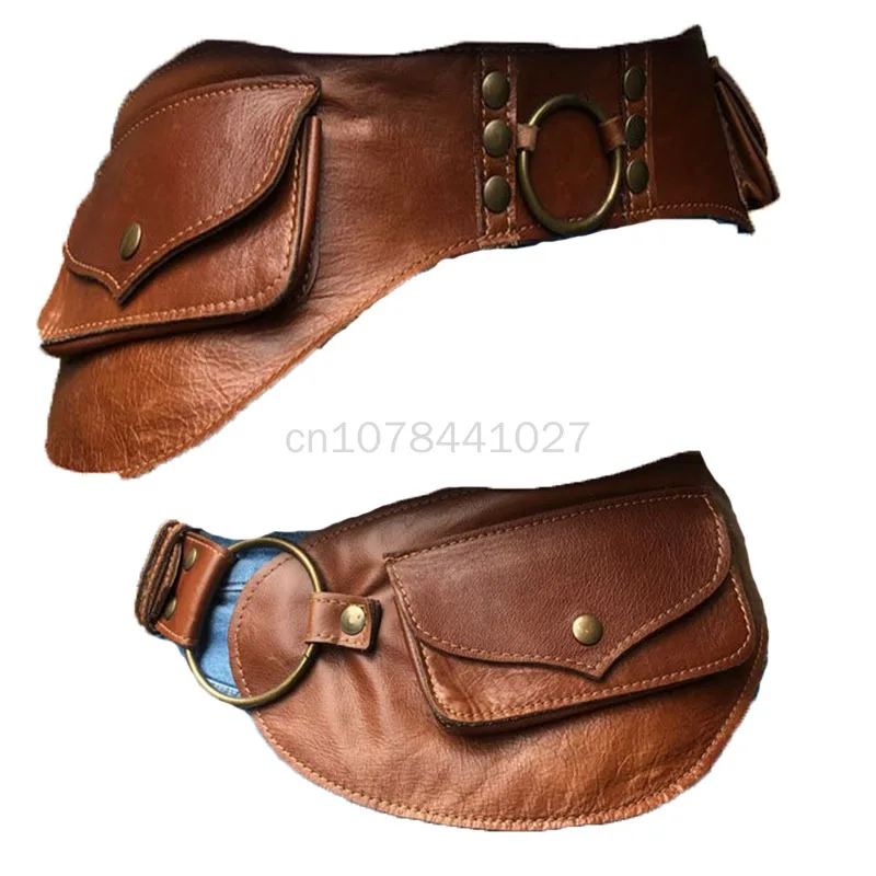 2023 Medieval Pouch Bag Leather Belt Purse Wallet Women Steampunk Viking Pirate Cosplay Renaissance Waist Pockets for Female