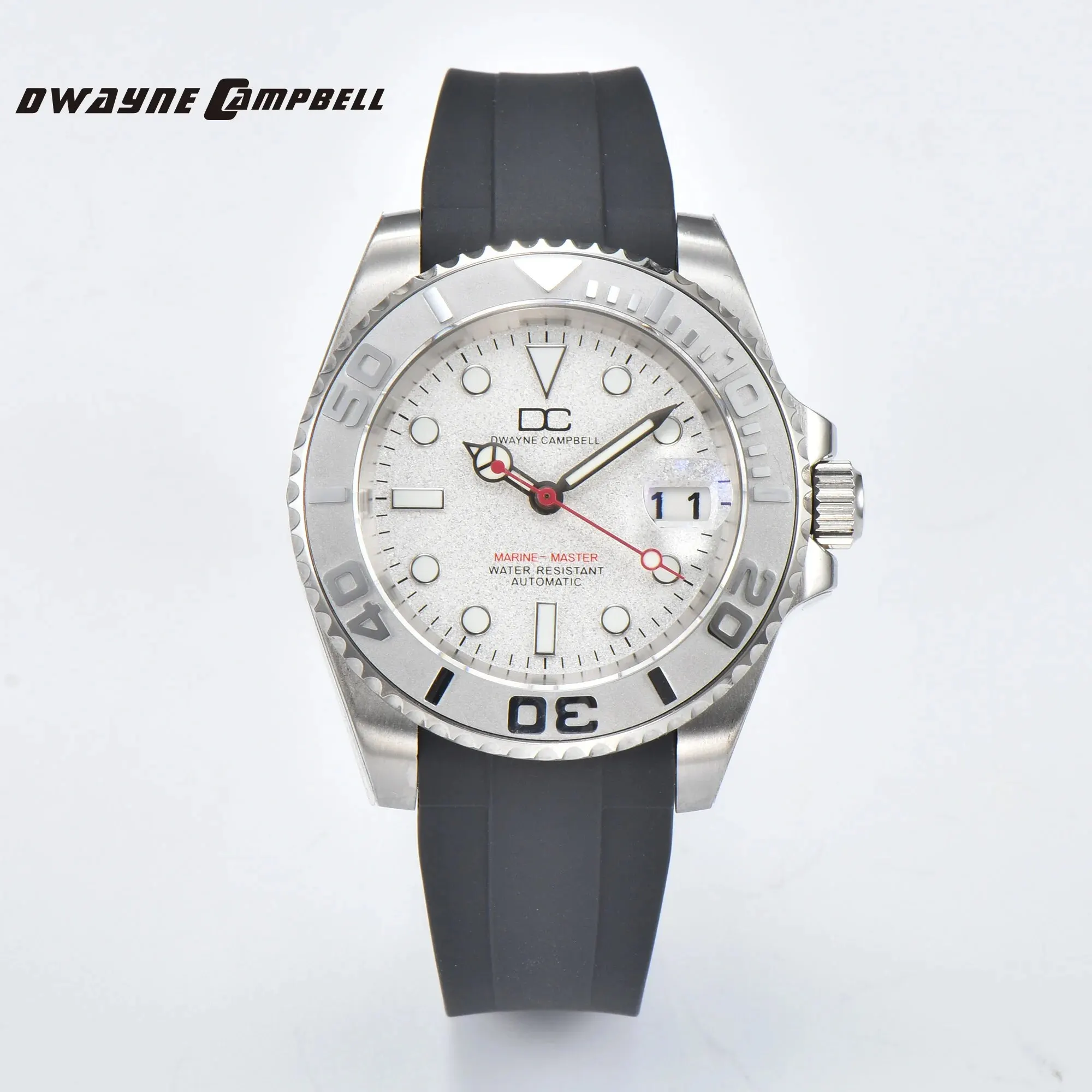 Dwayne campbell nh35 Herren mechanische Uhr wasserdichtes Gummiband leuchtende Saphirglas Sport uhr 4