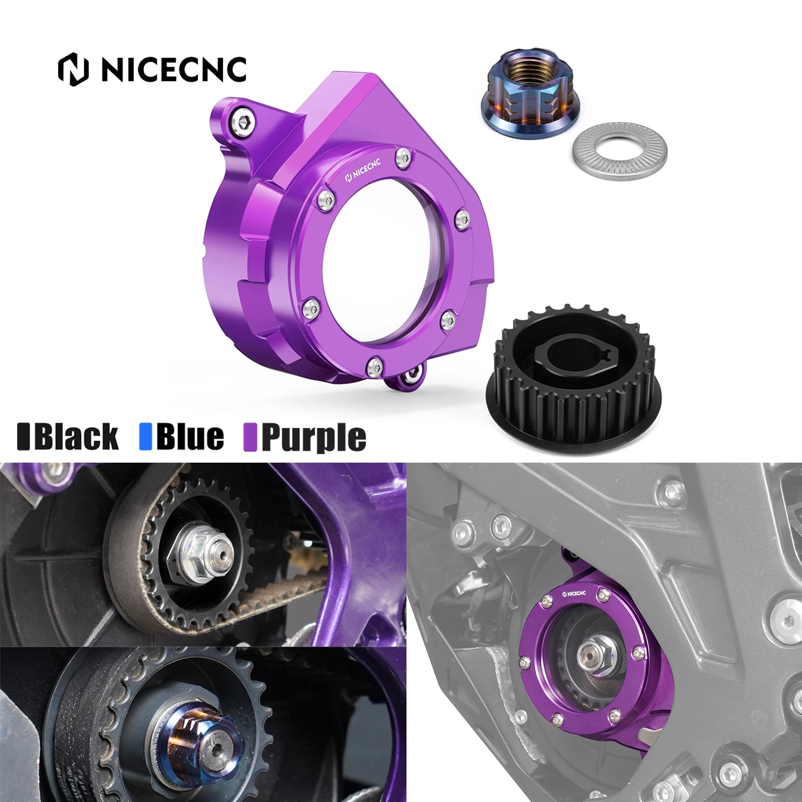 

NICECNC For Surron Light Bee X S Primary Pulley & Pulley Nut & Belt Pulley Cover Guard For Segway X160 X260 Electric Dirt Bike