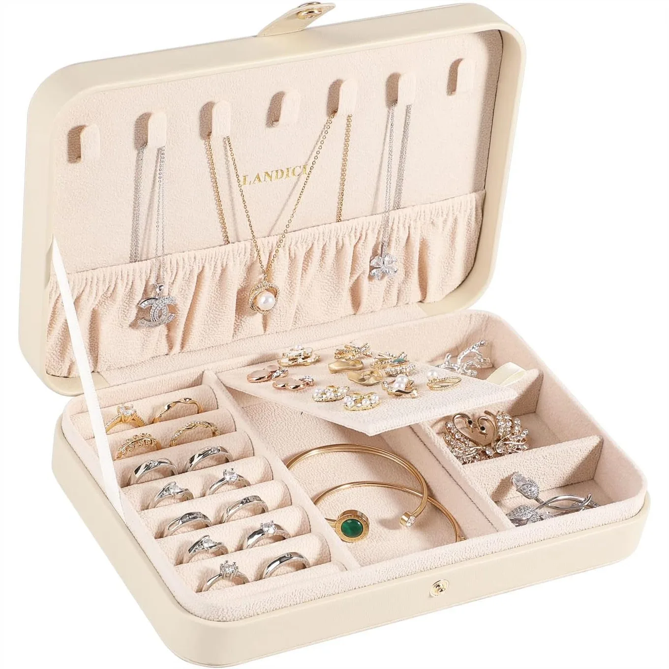 Small Jewelry Box for Women Girls, PU Leather Travel Jewelry Case Portable Organizer for Ring Earrings Necklace Bracelet