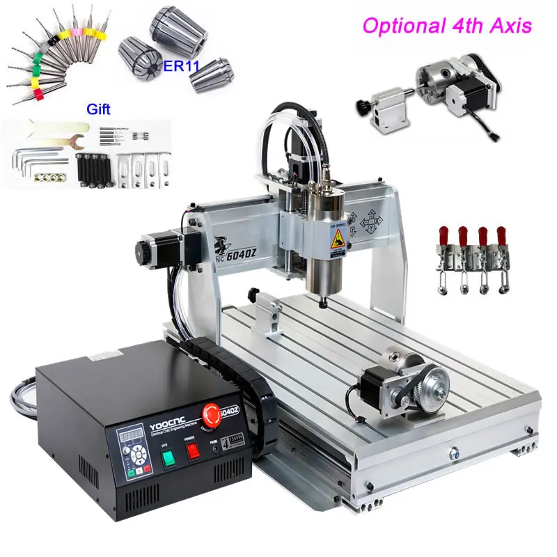 Mini grawerka CNC 4 osi CNC frez do frezarki 6040 1.5KW 800W wrzeciona chłodzony wodą maszyna do grawerowania metalu drewna