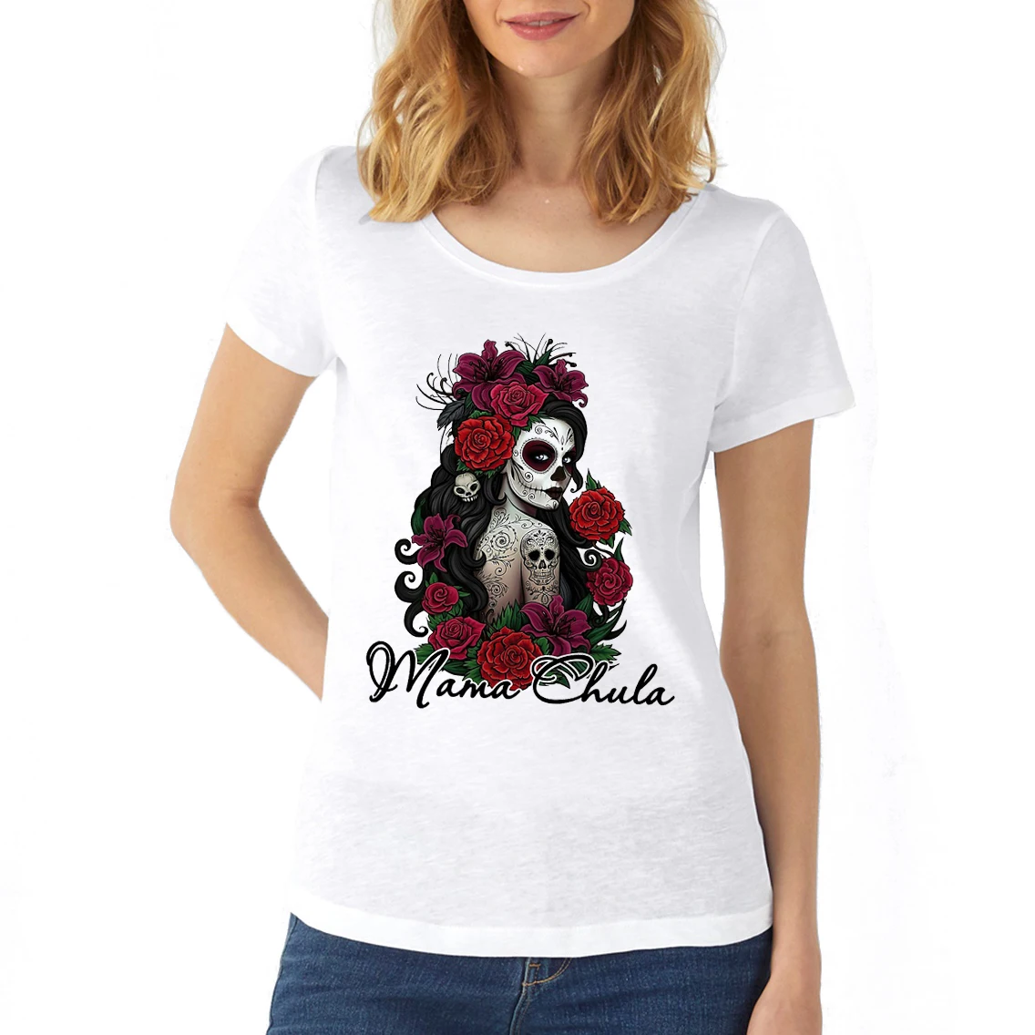 2022 Novelty Casualdesign vintage Women's tshirt Mama Chula Latina Mom print Essential T-Shirt Skull Design T Shirts Tops Tees