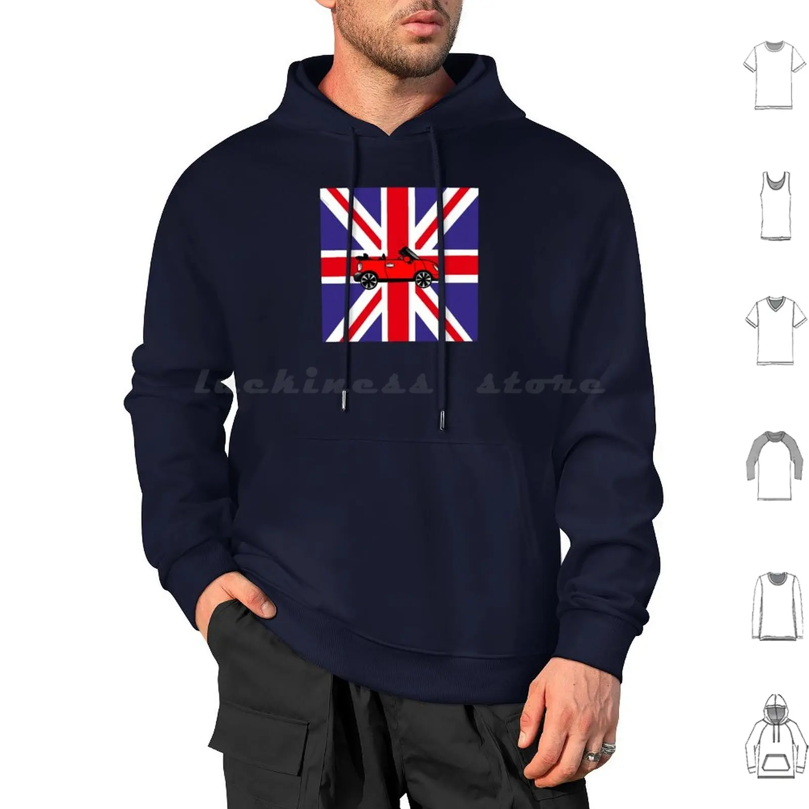 Beep Beep Mini , England Flag Hoodies Long Sleeve Mini Coop Red Mini Coop Car Vehicle British Great Britain Automobile