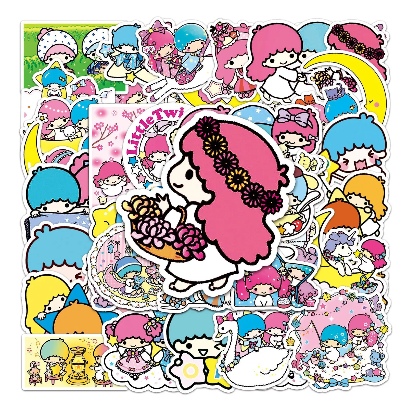 

10/50PCS Cartoon Gemini Little Twin Stars Sanrio Stickers Graffiti Ornament Stationery Skateboard Phone Cup Waterproof Sticker