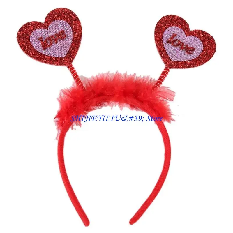 

E21F Pedlars Red Heart Headwear Valentine's Day Heart Sequin Hair Hoop Accessories