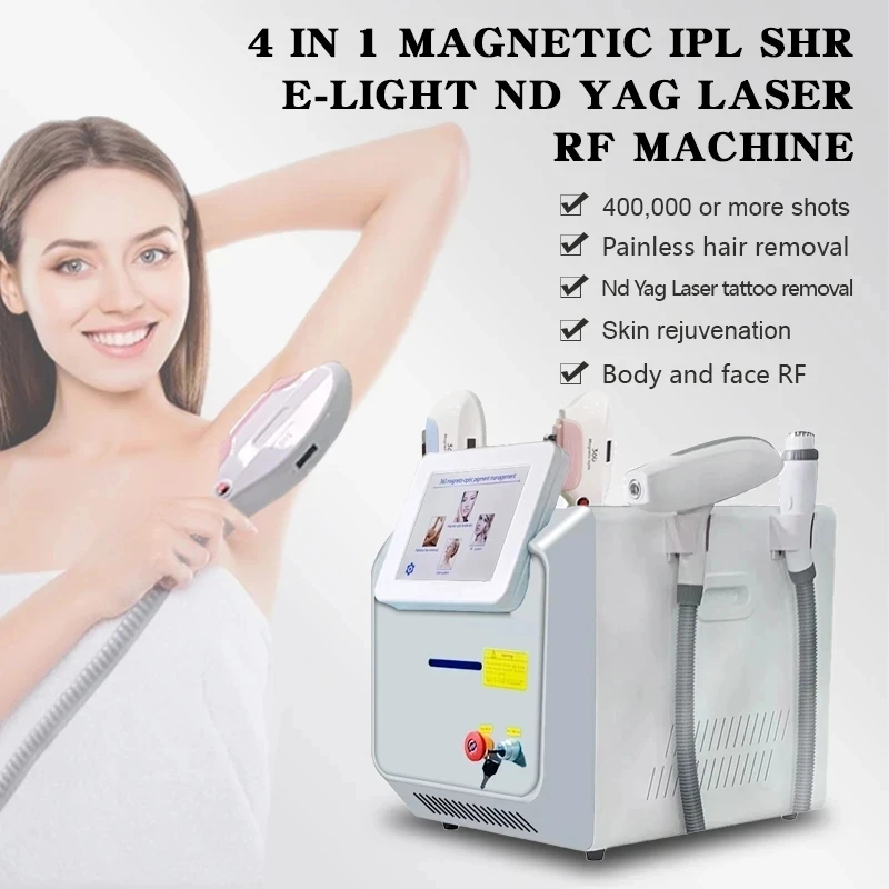 2025 nueva máquina de belleza multifuncional 5 en 1 Remo de cabello estiramiento de la piel acné tatuaje Remo IPL RF nd yag máquina láser