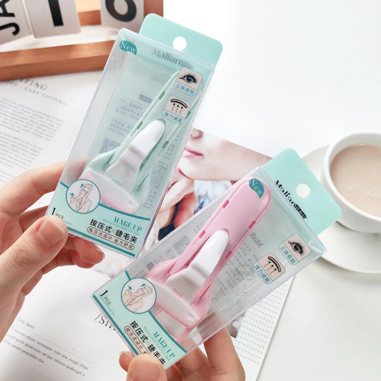 Eyelash Curler Long Lasting Setting Eyelashes Curling Fit All Eyelash Shapes Tweezer Clips Portable Clip Cute Design Accessories