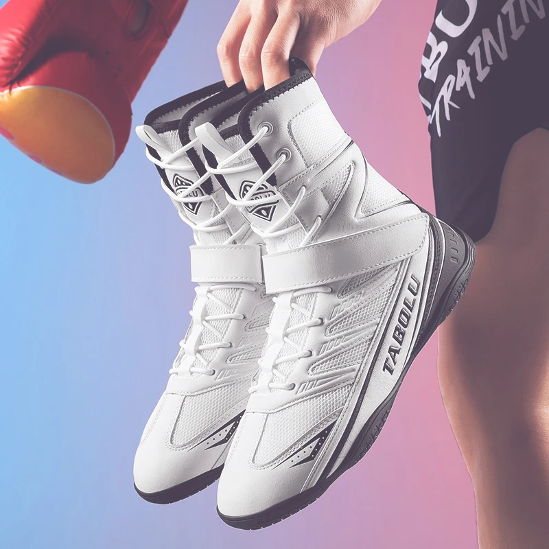 

2026 New Luxury Wrestling Shoes for Man Anti-Slip Gym Training Shoe Top Quality Men Fighting Shoes High Top Boxing Sneakers Men
