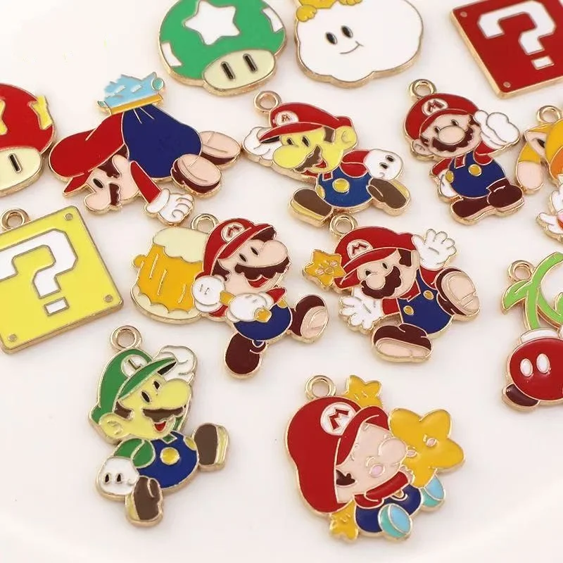 10pcs cartoon alloy oil drop pendant, DIY accessories bracelet necklace keychain pendant jewelry