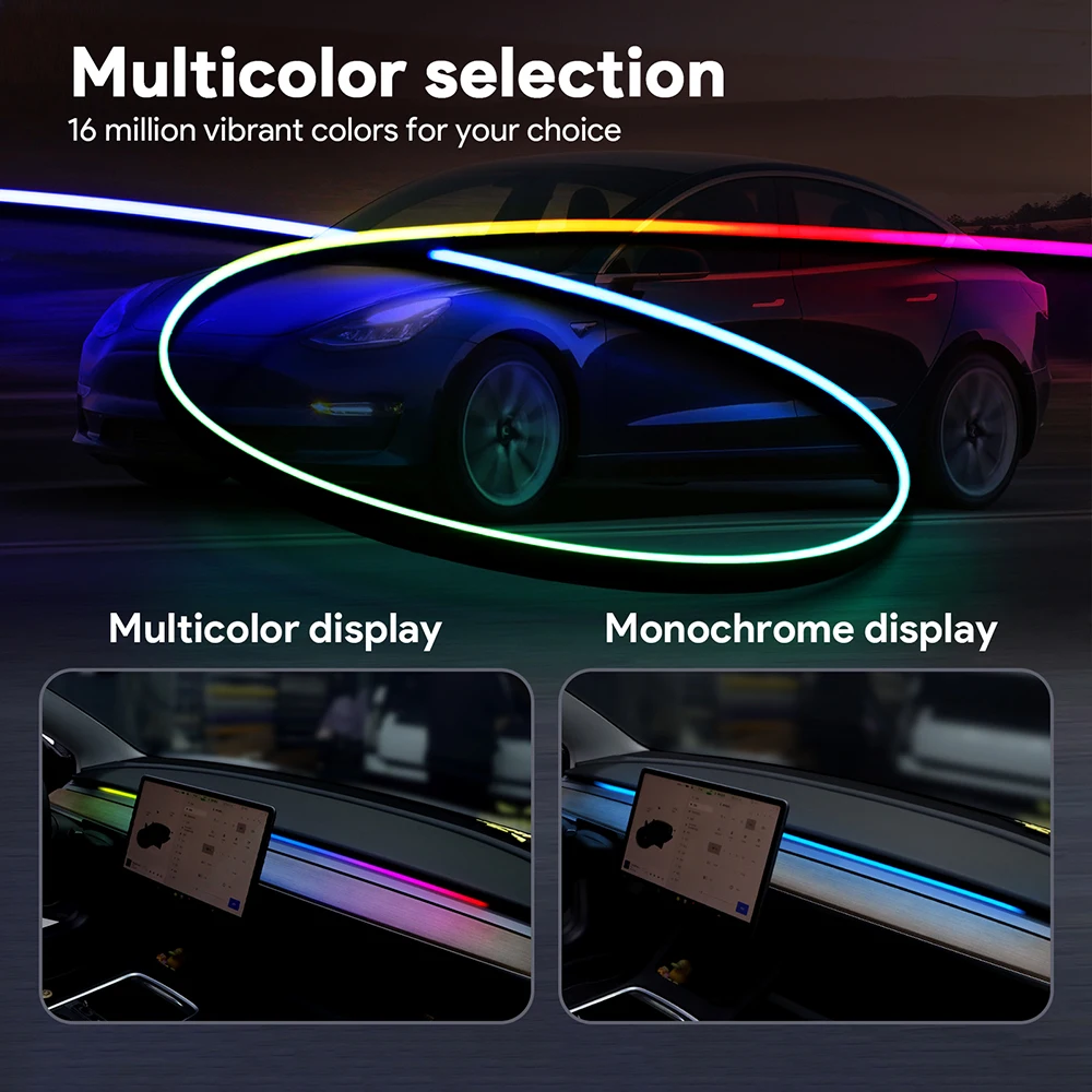 Luce di striscia ambientale a LED universale per auto per Tesla Model 3 Y S X LED interni RGB USB APP Control lampada per atmosfera sinfonia remota