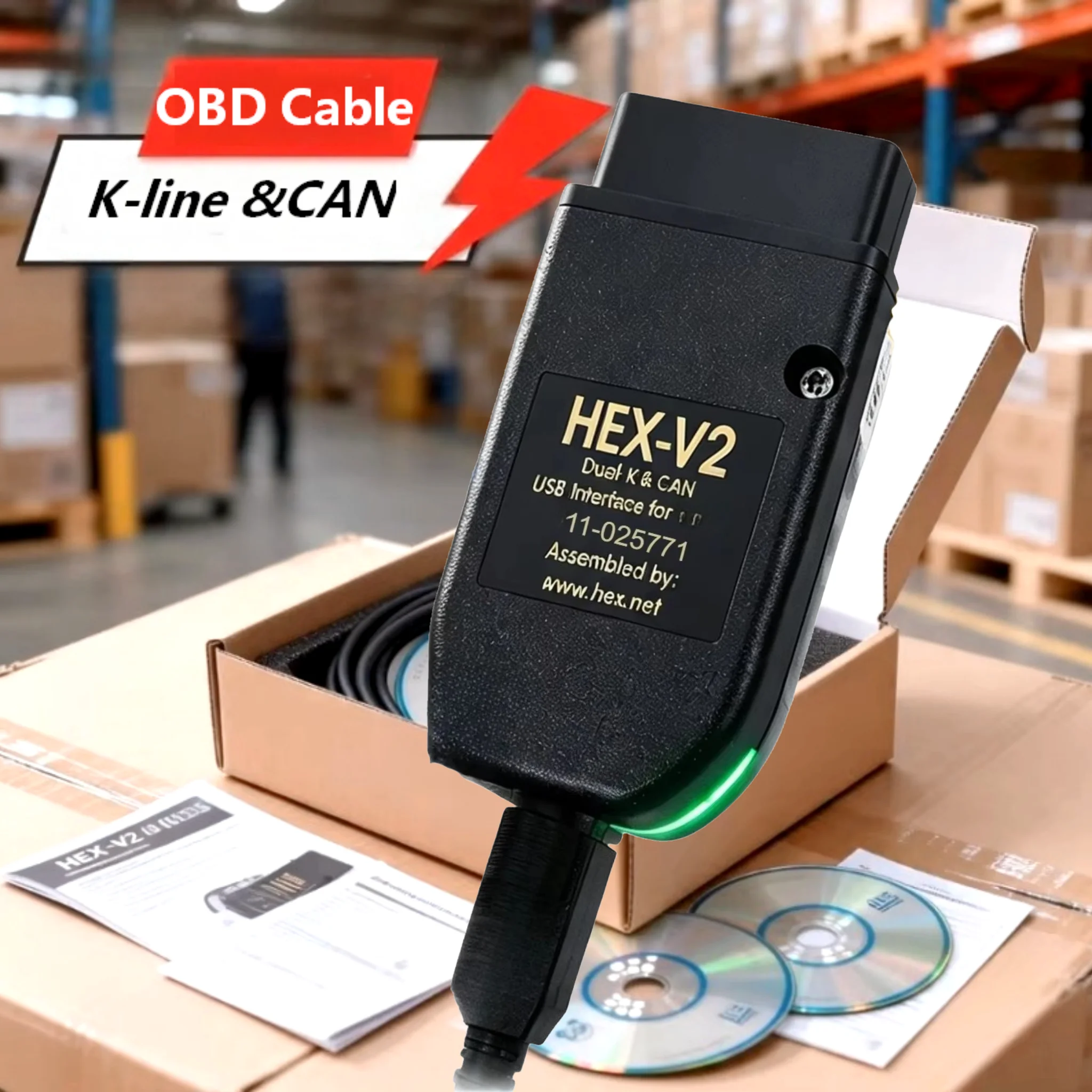 HEX-V2 OBD2 VAGCOM USB Interface Diagnostic Cable Tool Dual K-line&CAN OBDII Scanner for AUDI Skoda Seat Car Accessories
