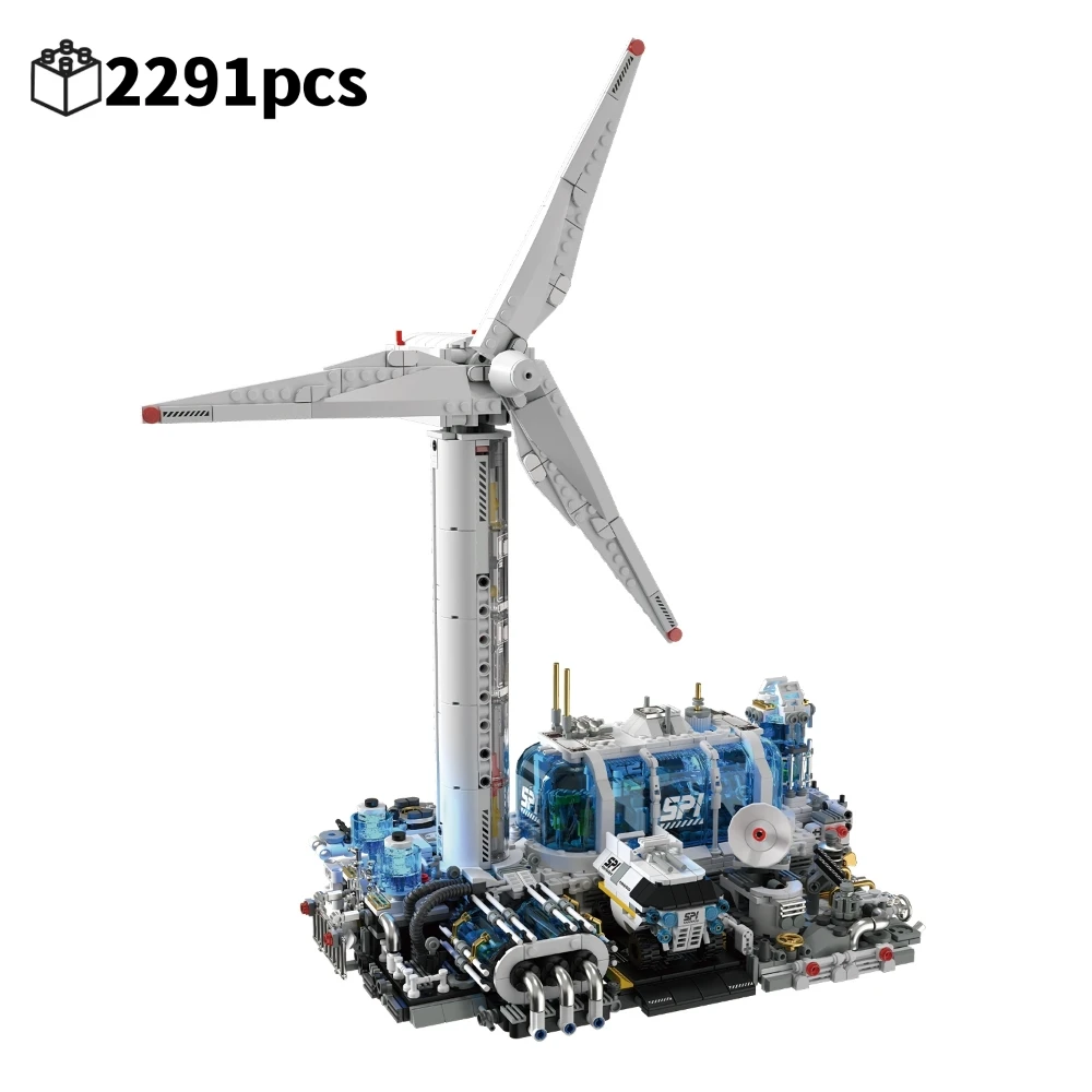 

Technical Wind Power Station Building Blocks Set With Light Up Model Construction Kit For Kid Birthday Halloween Christmas Gifts