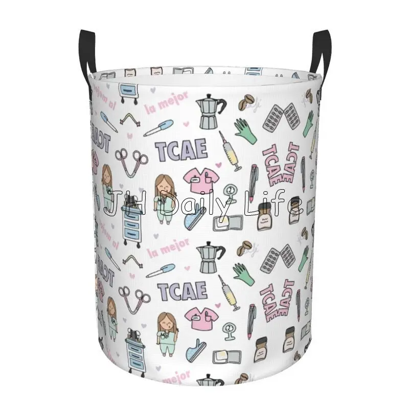 Custom Enfermera En Apuros Doctor Nurse Medical Laundry Basket Foldable Laundry Hamper Dirty Clothes Storage Baskets for Nursery