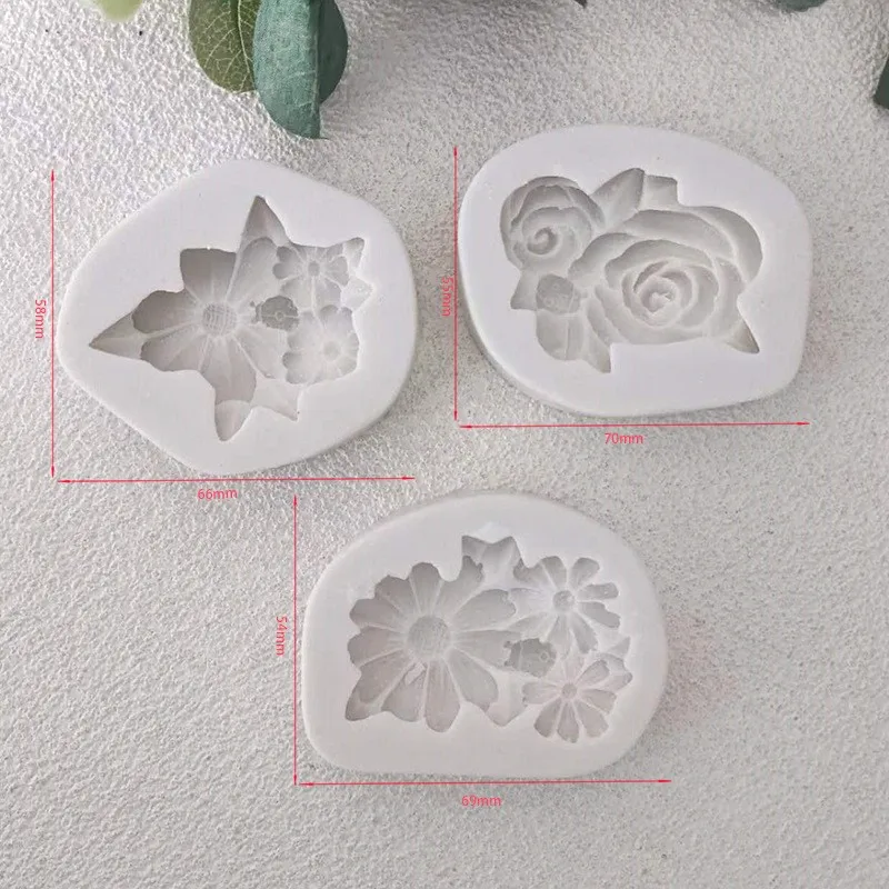 Daisy Chrysanthemum Plumeria Rose Flower Silicone Mold Cupcake Fondant Cake Decorating Tools DIY Chocolate Cookie Baking Moulds