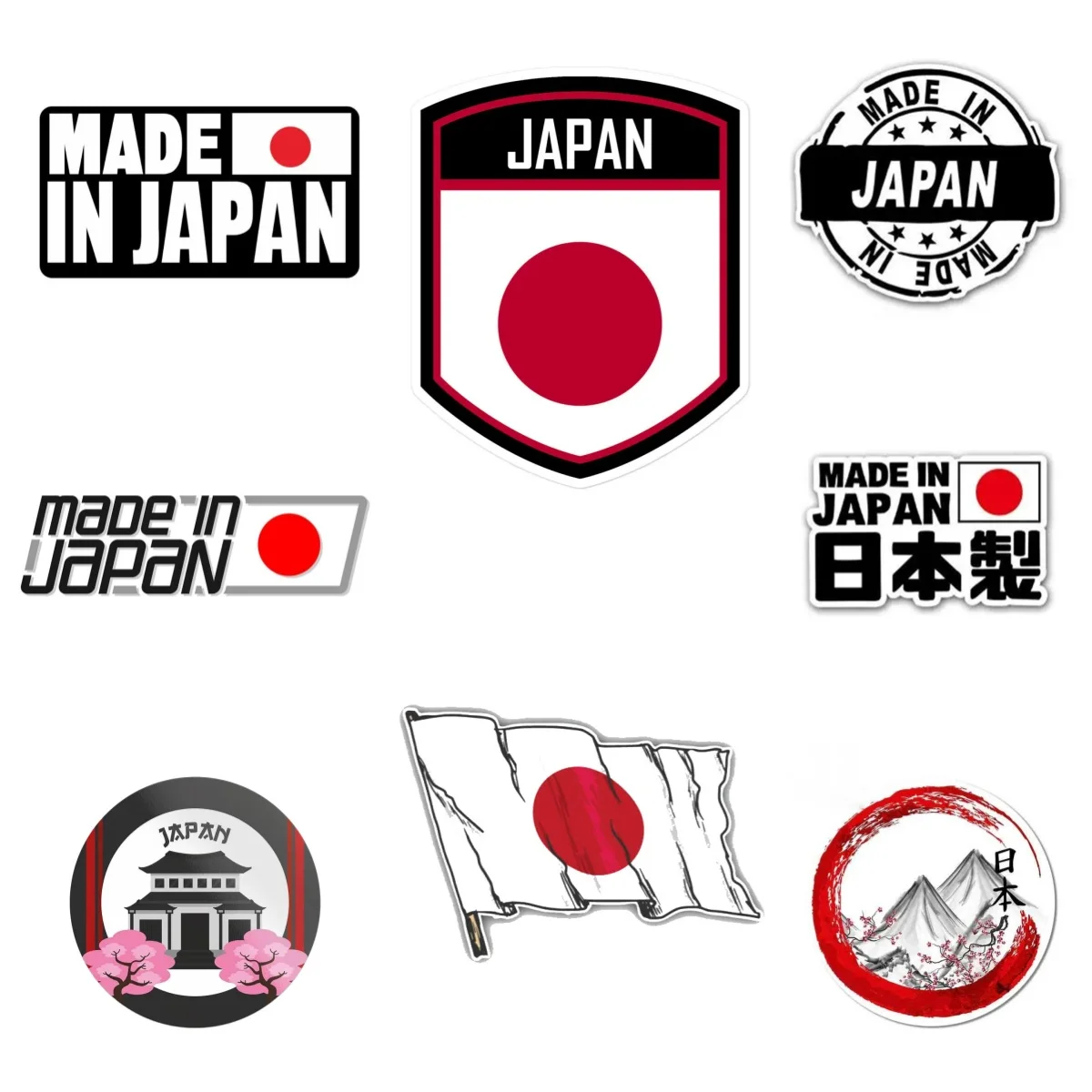 

JDM Made in Japan Car Stickers Auto Body Engine Cover Door Window Multiple Sizes Vinyl Decals Decor Moto Decoration Accessories
