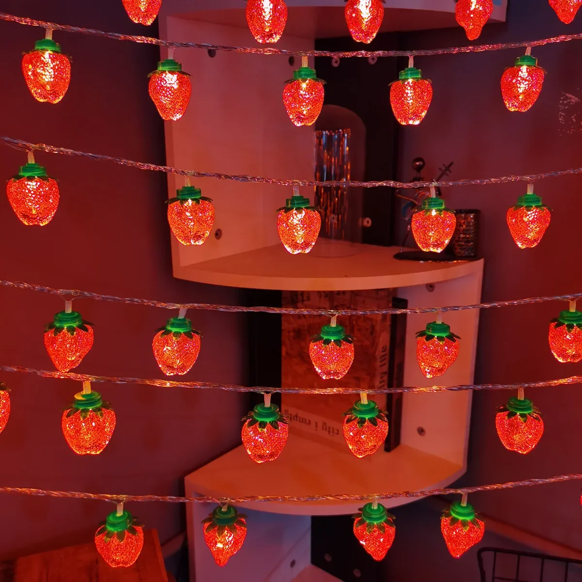 Nice LED Fruit Strawberry Lighting Strings Indoor Atmosphere Lamps Bedroom Decoration