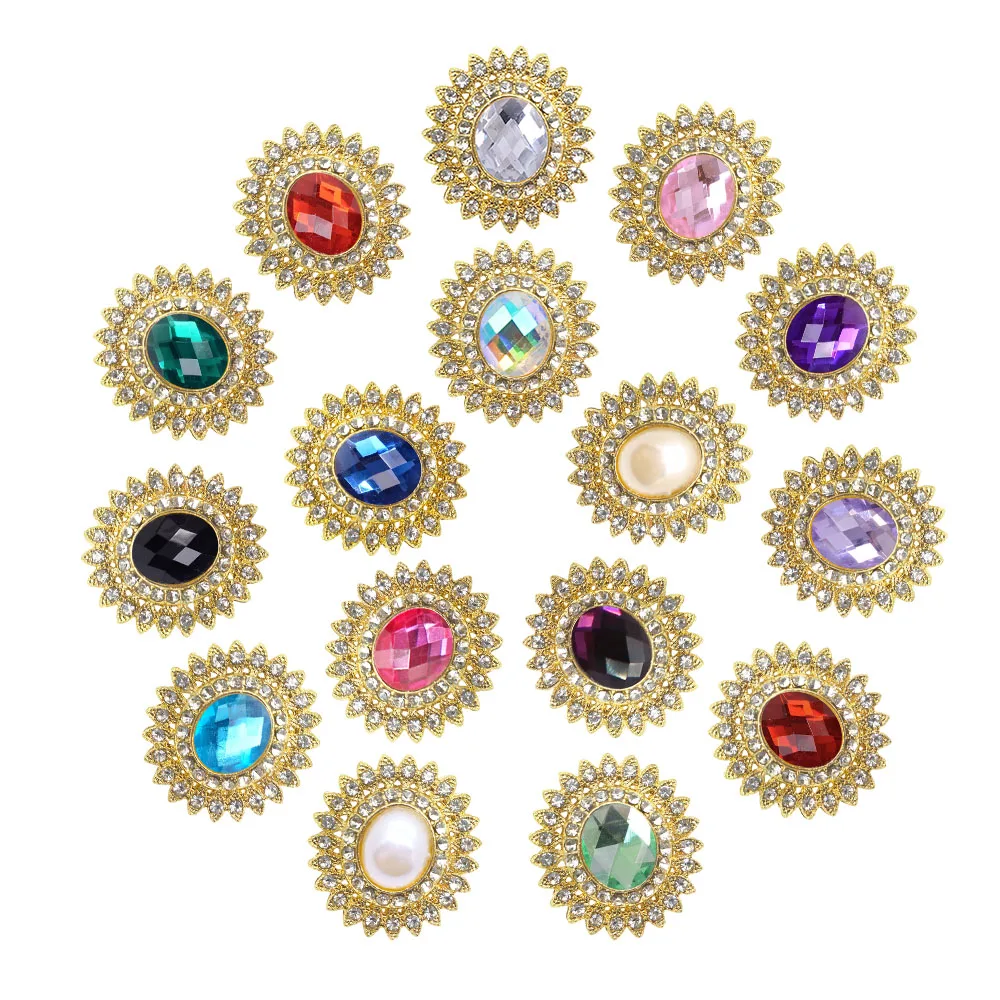 SKYE CIEL 5 units/batch 28x25mm sewing artificial diamonds, garment flower buttons, DIY crafts, hair decoration accessories